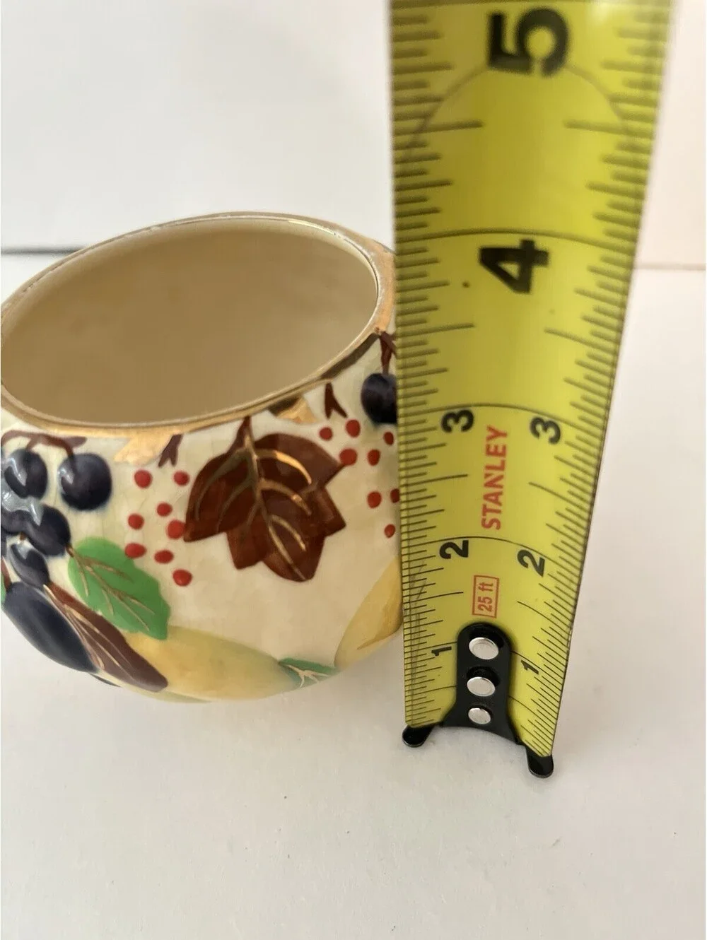 Vintage Sheila England Grape Fruit Leaf Decorated Sugar Bowl - Ceramic / Pottery